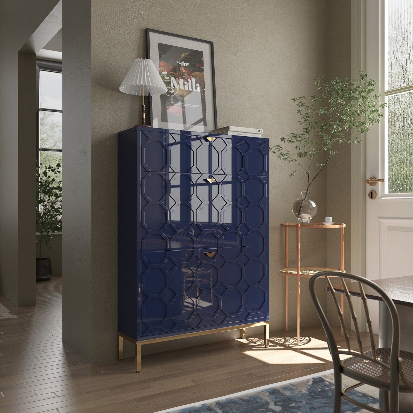 Shoe Organizer 24 Pairs Wood Shoe Storage Cabinet with Drawers