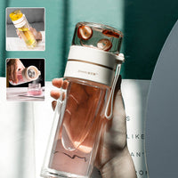 Double Wall Glass Tea Infuser Bottle | Leakproof Tea Separation Water Bottle | Everyday Home Deal