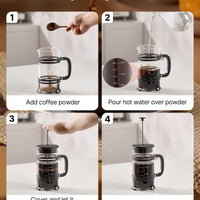 French Press Coffee Maker 34 Oz Borosilicate Glass Coffee Tea Press Silver