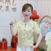 Summer New Checkered Simple Fashion Design Top