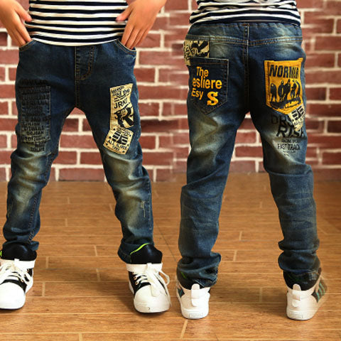 Boys' Urban Letter-Print Comfort Casual Denim Trousers — Premium Apparel Deal | Everyday Home Deal
