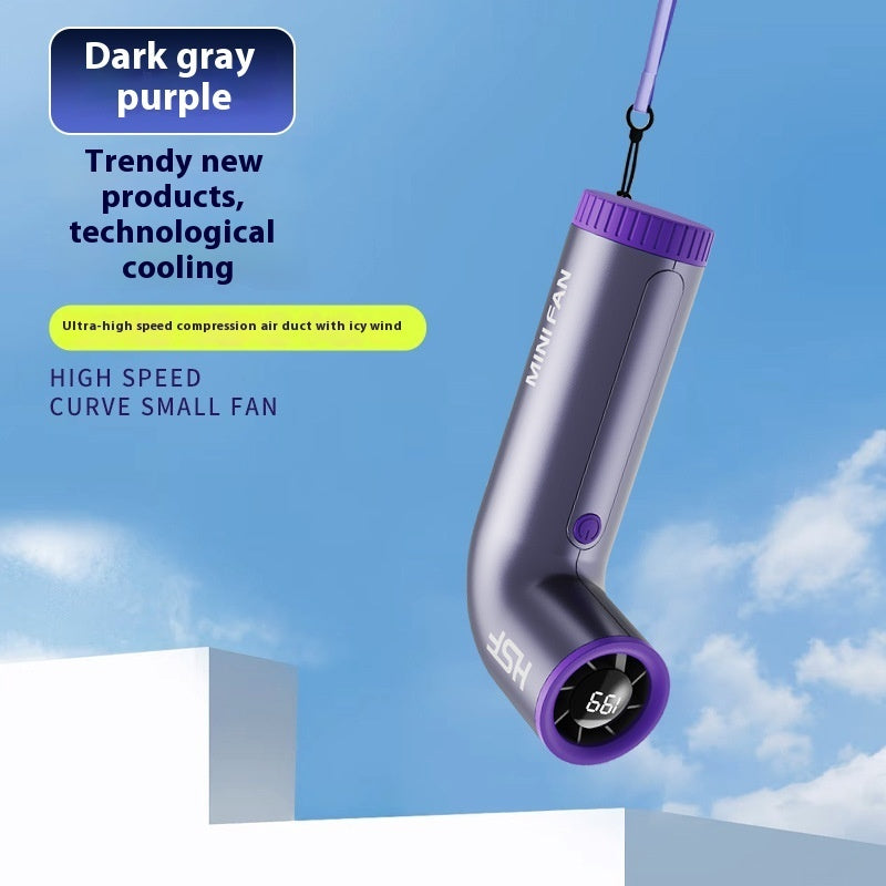High-speed Portable Fan Little Turbine Digital Display Charging Long Endurance Portable Fan Rechargeable Strong Wind 199 Gear Speed Electric Adjustable Turbo Handheld Fan | Everyday Home Deal