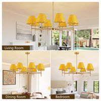 Golden Farmhouse Pendant Light 8-light Bohemian Pendant Light 38.6, Using Large Rural Rattan Pendant Light Fixtures With Adjustable Height Hangers, Suitable For E12 Base Bulb Not Included