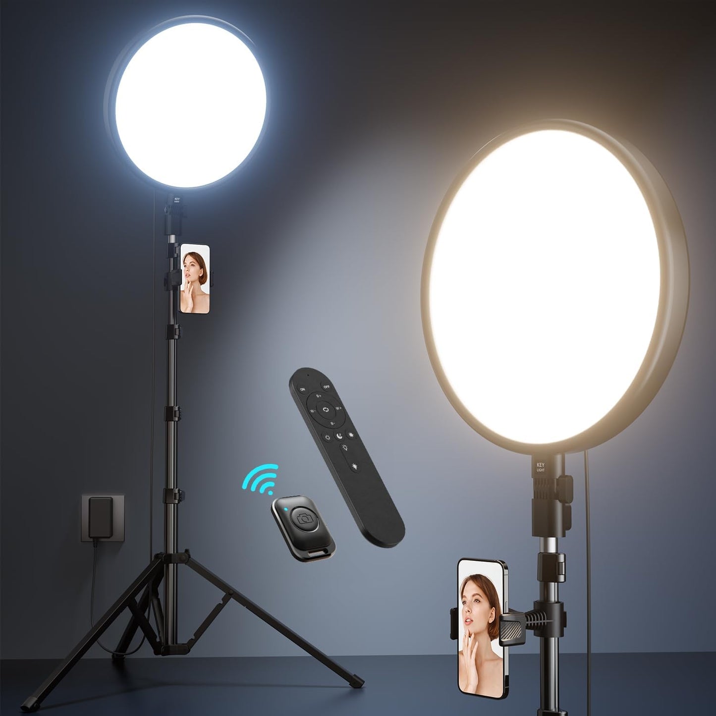 Large Ring Light with Stand, 72“ Tripod with Ring Light, 6500K Full-Screen Ringlight Tripod for Iphone with Phone Holder, Selfie Light for Makeup, Barber, Video Recording, Photography