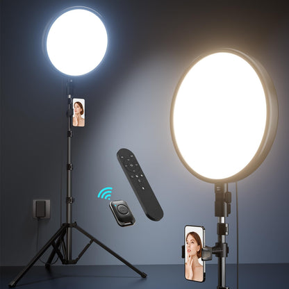Large Ring Light with Stand, 72“ Tripod with Ring Light, 6500K Full-Screen Ringlight Tripod for Iphone with Phone Holder, Selfie Light for Makeup, Barber, Video Recording, Photography