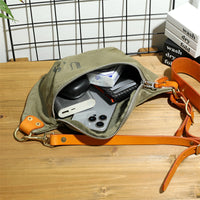 American-style Vintage Washed Canvas With Leather Patchwork Large Capacity