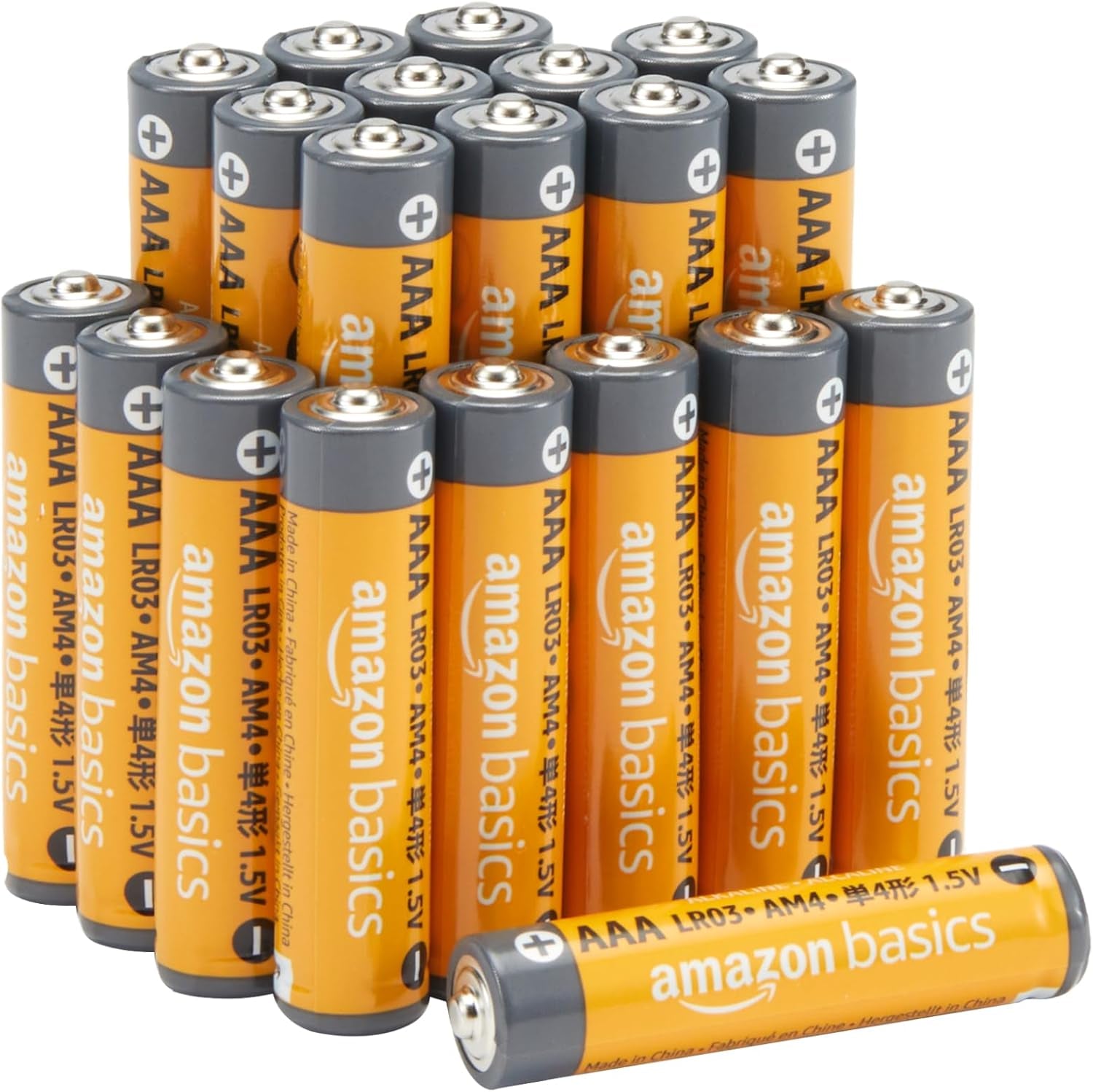 20-Count Long-Lasting AAA Alkaline Batteries, 1.5V, 10-Year Leak-Proof Shelf Life for Remote Controls, Flashlights
