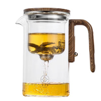 One Click Magnetic Teapot Separation Filtration Glass Tea Pot Wood Handle Tea Water Separation Inner Container Teapot | Everyday Home Deal