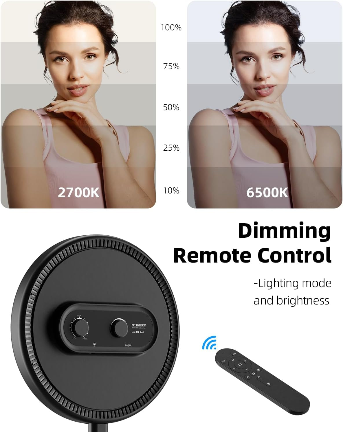 Large Ring Light with Stand, 72“ Tripod with Ring Light, 6500K Full-Screen Ringlight Tripod for Iphone with Phone Holder, Selfie Light for Makeup, Barber, Video Recording, Photography