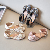 Summer Girls Pearl Bow Princess Shallow Mouth Pumps