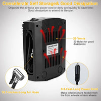 Tire Inflator 12V DC 100W 150PSI Digital Tire Pump W/LCD Display Electric Air Compressor Pump 20L/Min Air Flow