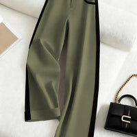 Color-block Straight-leg Casual Womens Suit Pants