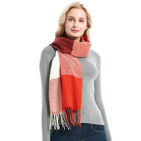 British-style Mens And Womens Couple Tassel Scarf With Large Plaid Pattern