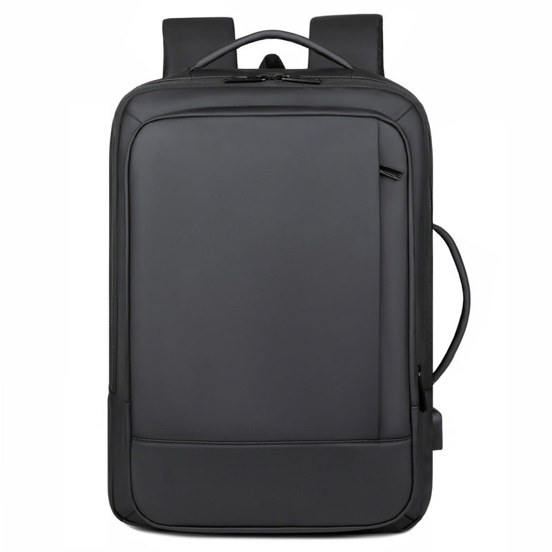 Large-Capacity Leather-Look Laptop Backpack