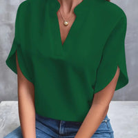 Summer Short-sleeved Chiffon Shirt New V-neck Shirt Women's Casual Versatile Clothing