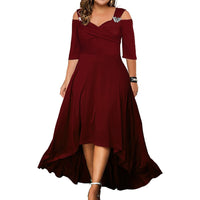 Women’s Plus-Size Off-the-Shoulder Swing Dress – High-Waist Short-Sleeve Summer Dress, Sizes L–5XL | Everyday Home Deal