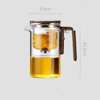 One Click Magnetic Teapot Separation Filtration Glass Tea Pot Wood Handle Tea Water Separation Inner Container Teapot | Everyday Home Deal