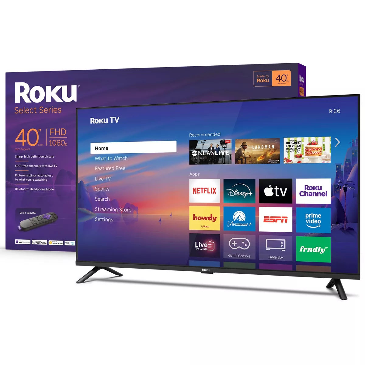 Roku 40" Select Series 1080P Full HD Smart Roku TV with Voice Remote Streaming Live Local News, Sports, & Movies