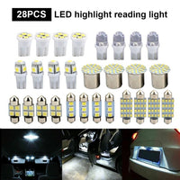 28pcs Car Interior White Combo LED Map Dome Door Trunk License Plate Light Bulbs