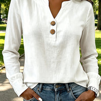 V-neck Buttoned Women's Blouse