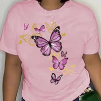 Butterfly-cluster Womens T-shirt Delicate Graphic Casual Top