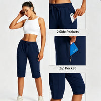 Multi-Pocket Lightweight Quick-Drying Cropped Sports Shorts