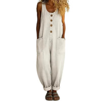Womens Sleeveless Pocket Denim Jumpsuit