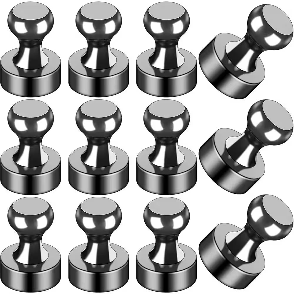 12-Pieces Small Strong Black Magnets for Fridge Whiteboard Office Classroom Kitchen Map