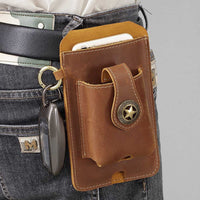 Genuine Leather Mens Cowhide Durable Work Belt-Powered Bag