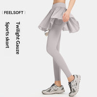 Waist-cinching Figure-flattering Casual Yoga Skort With Mesh Fitness Wear Sports Pants