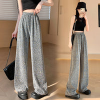 Summer New Arrival Rhinestone Embellished Textured Trousers