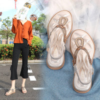 Summer New Arrival Bohemian Floral Rhinestone Flip-Flops In Plus Sizes For Women
