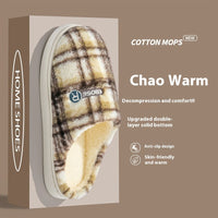 Women's Home Plush Warm Non-slip Plaid Cotton Shoes | Everyday Home Deal