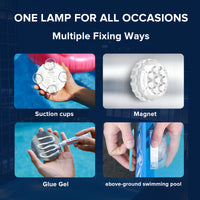 SANSI IP68 Waterproof RGB Pool Light, Summer Rechargeable 20Hrs Outdoor LED Lamp For Swimming Pool,Pond,Shower,Bath