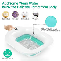 1Pc Foldable Postpartum Care Basin Sitz Toilet Seat Bidet Basin Battery Powered Toilet Bidet For Pregnant Postpartum Hemorrhoid Elderly Care 1400ML 47Oz
