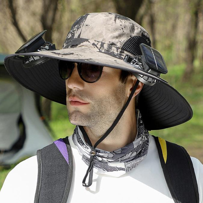 Widened Solar Fan Hat 4 Colors Summer Outdoor with Cooling Fan Fisherman Hat Suitable for Summer Outdoor Activities