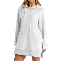 Womens Solid-color Hooded Mid-length Sweatshirt Now Available