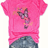 Butterfly-cluster Womens T-shirt Delicate Graphic Casual Top