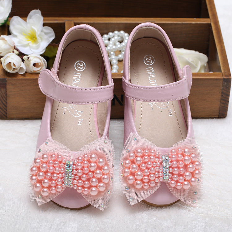 Girls' Summer Pearl Bow Princess Shallow-Mouth Pumps — Premium Wedding & Flower Girl Footwear | Everyday Home Deal