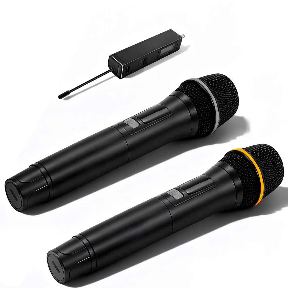2Pc UHF Wireless Microphones Rechargeable Wireless Microphones Metal Handheld Dynamic Mics With 262FT Range For Karaoke Party DJ Wedding Speech Outdoor Events
