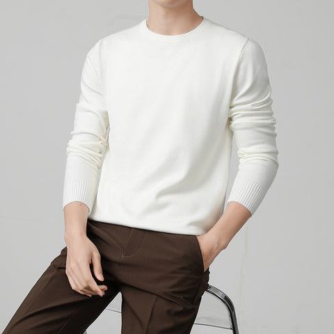 Mens Thickened White Knit Bottoming Sweater - Premium Apparel Deal | Everyday Home Deal