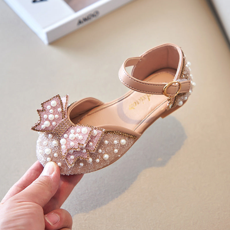 Girls' Summer Pearl Bow Princess Shallow-Mouth Pumps — Premium Footwear Deal | Everyday Home Deal