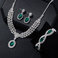 New European And American Style Elegant Luxury Sapphire Necklace Set Of Four Pieces