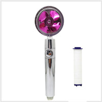Propeller Driven Shower Head With Stop Button And Cotton Filter Turbocharged High Pressure Handheld Shower Nozzle