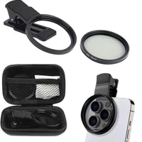 52mm Professional Phone Camera Clip With Macro Lens CPL Star Variable ND Filter For All Smartphones Aluminum Alloy Thread - With CPL Filter,Round Hole