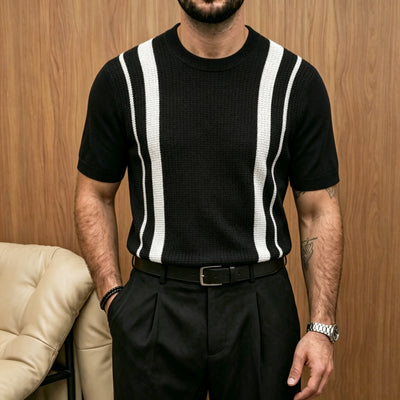 Men's Ice-Silk Cool-Feel Striped Crew-Neck Knitted Top | Everyday Home Deal