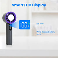 100 Speed Handheld Fan With Ice Cooler High Speed Turbo Fan 3000mAh Rechargeable Hand Fan With LCD Display For Travel Camping Beach Outdoor