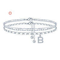 26-letter English Zircon-inlaid Pendant With An NK Chain, Double-layered