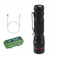 LED Flashlight USB Rechargeable Tactical Zoom Torch Powerful Mini Pen Light Work Light For Camping