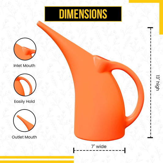 1/2 Gallon Watering Can - Small Indoor/Outdoor Plastic Waterer - Orange - 1 Pack